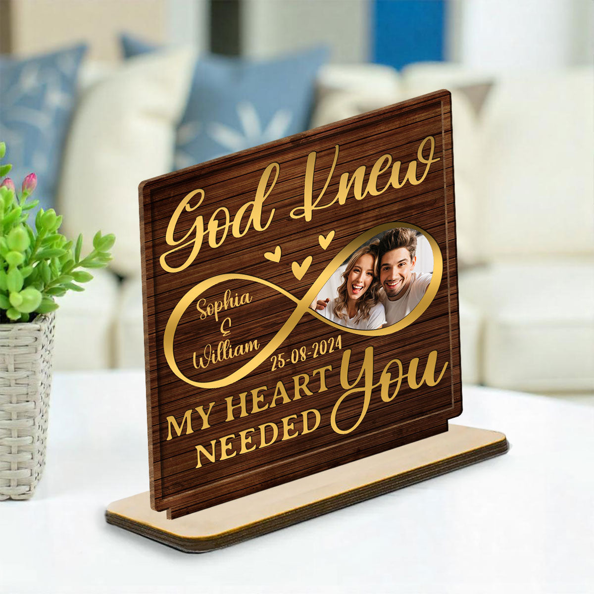I Need You Love - Personalized Custom 2-Layer Wood Plaque With Flat Base