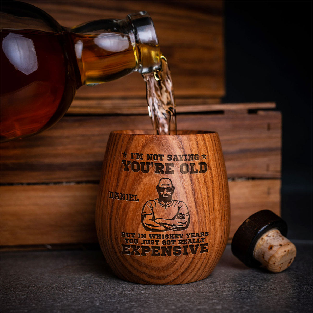 In Whiskey Years You Just Got Really Expensive - Personalized Custom Engraved Wooden Whiskey Glass