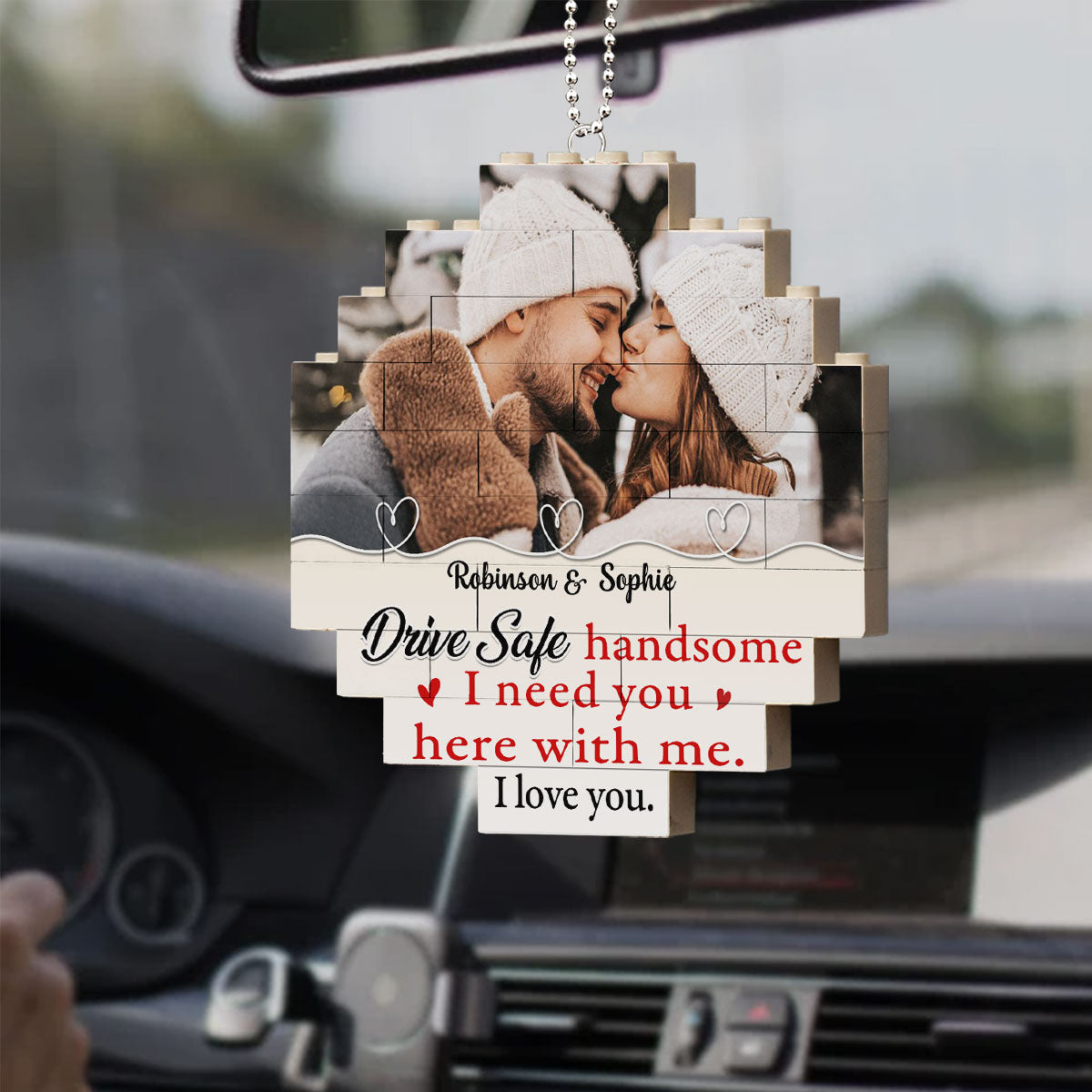 Drive Safe Handsome - Personalized Custom Puzzle Car Ornament