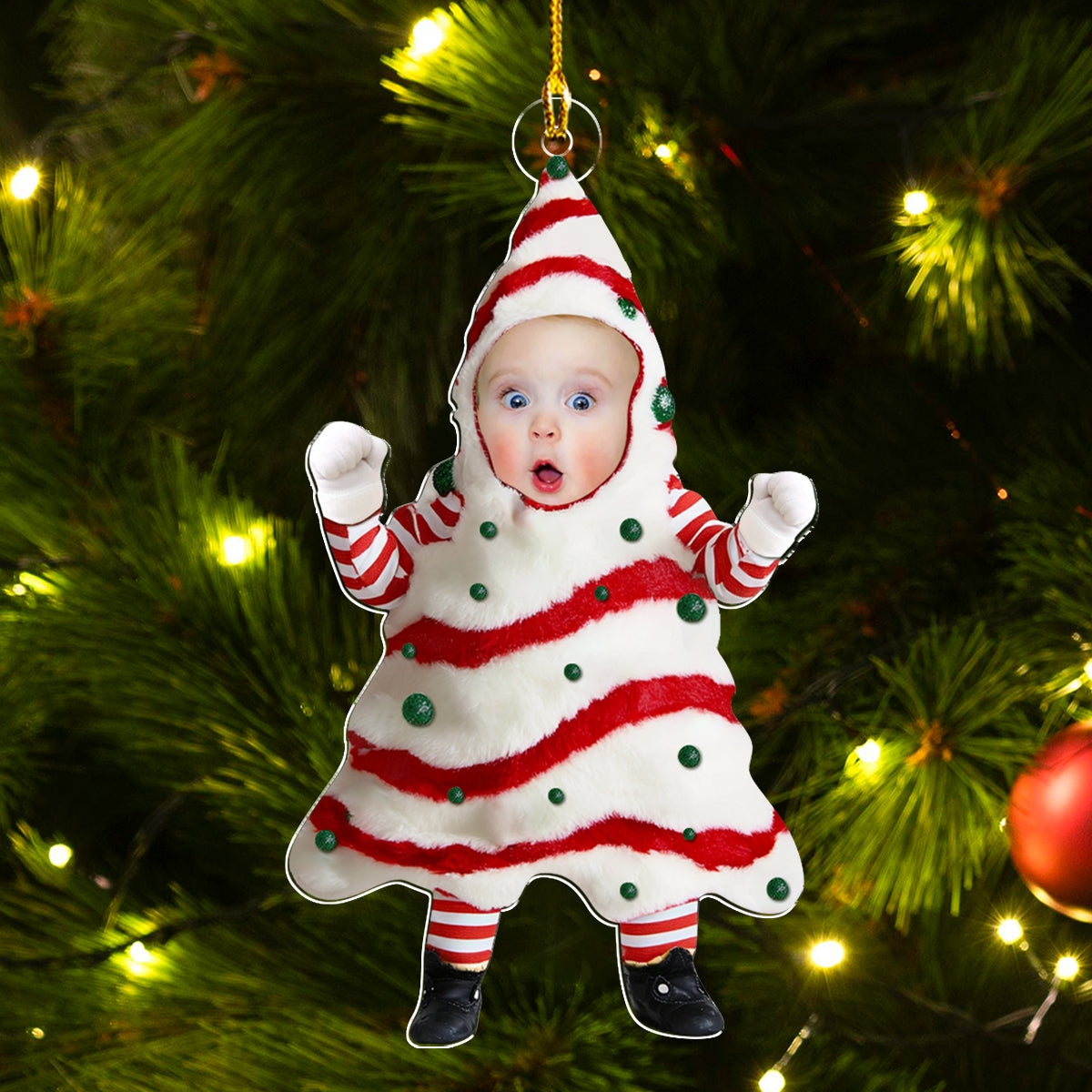 Baby Custom Photo Christmas Tree Cake - Personalized Custom Acrylic Ornament