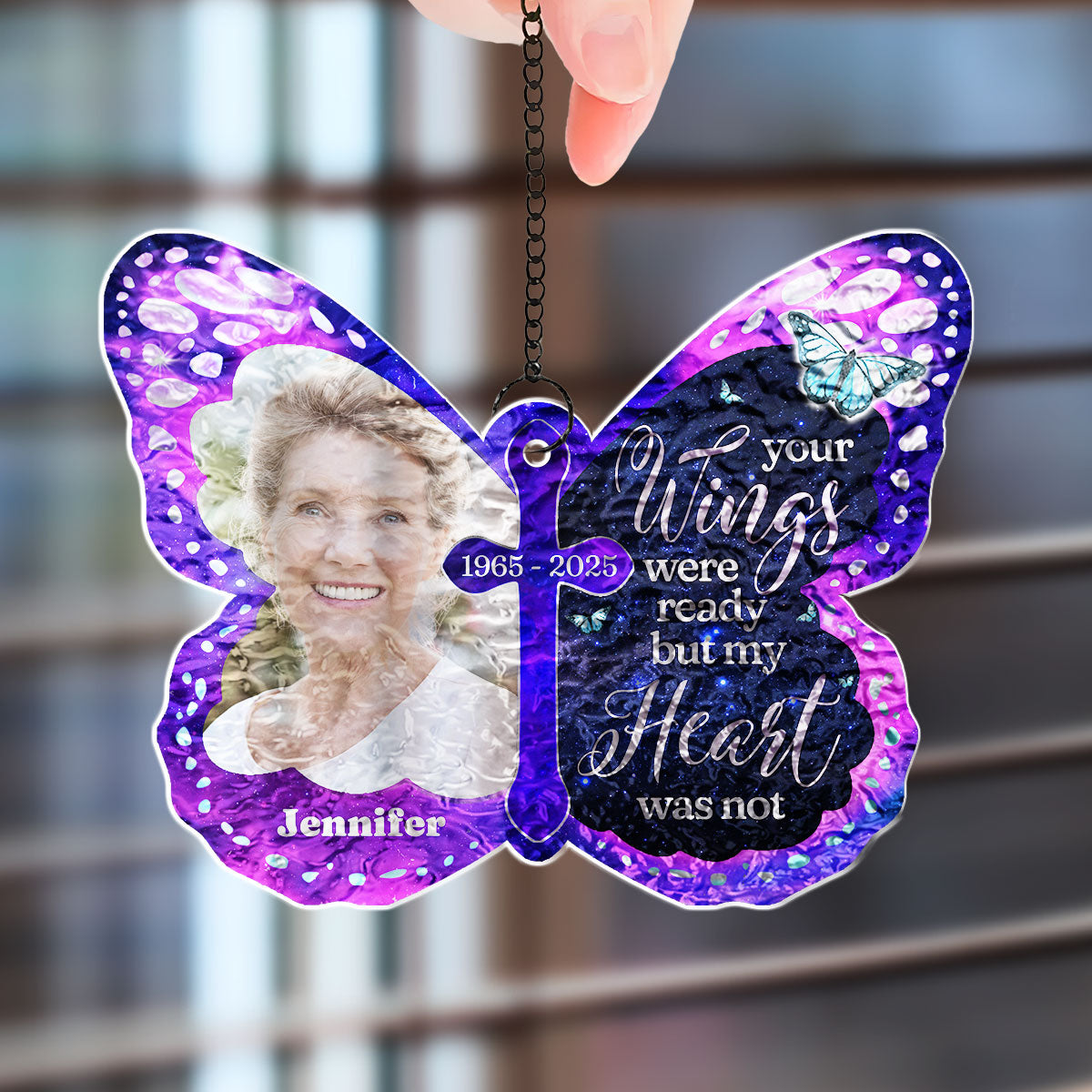 Your Wings Were Ready - Personalized Custom Wavy Suncatcher