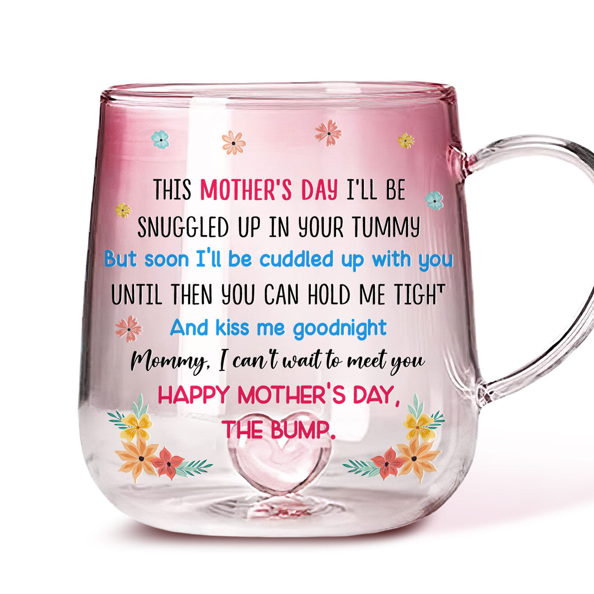Love From The Bump - Personalized Custom Pink Gradient Glass Mug