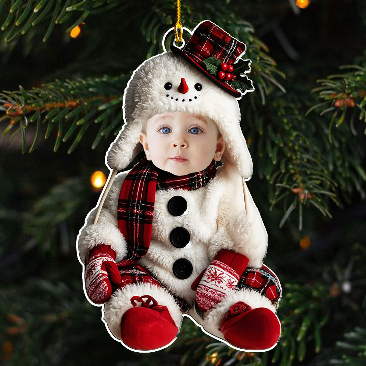 Snowman Baby Custom Photo - Personalized Custom Acrylic Ornament