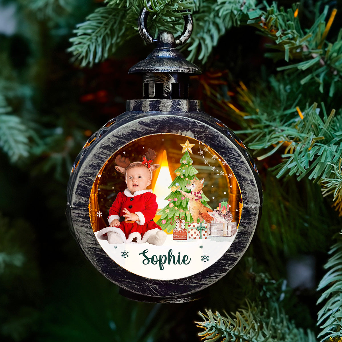 Custom Photo Baby Kid Christmas - Personalized Custom Christmas Lantern