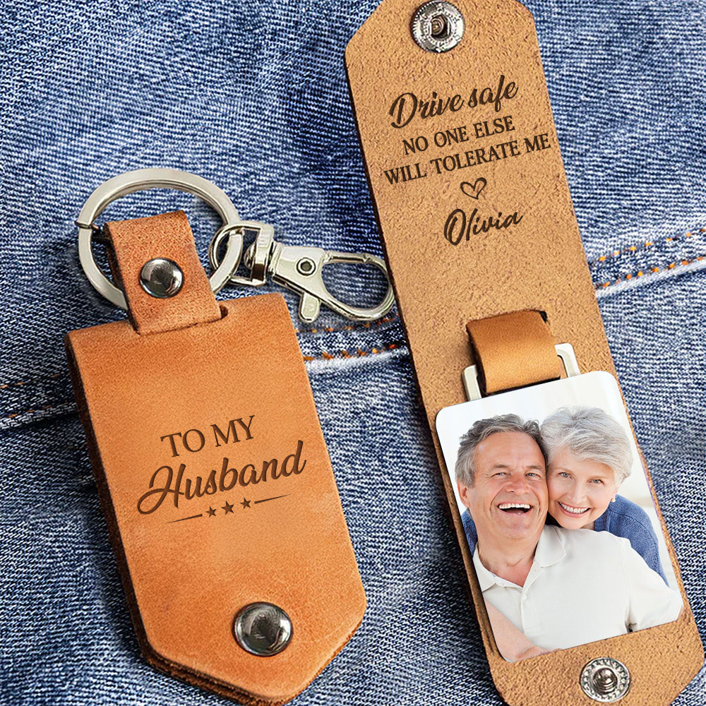 No One Else - Personalized Leather Photo Keychain