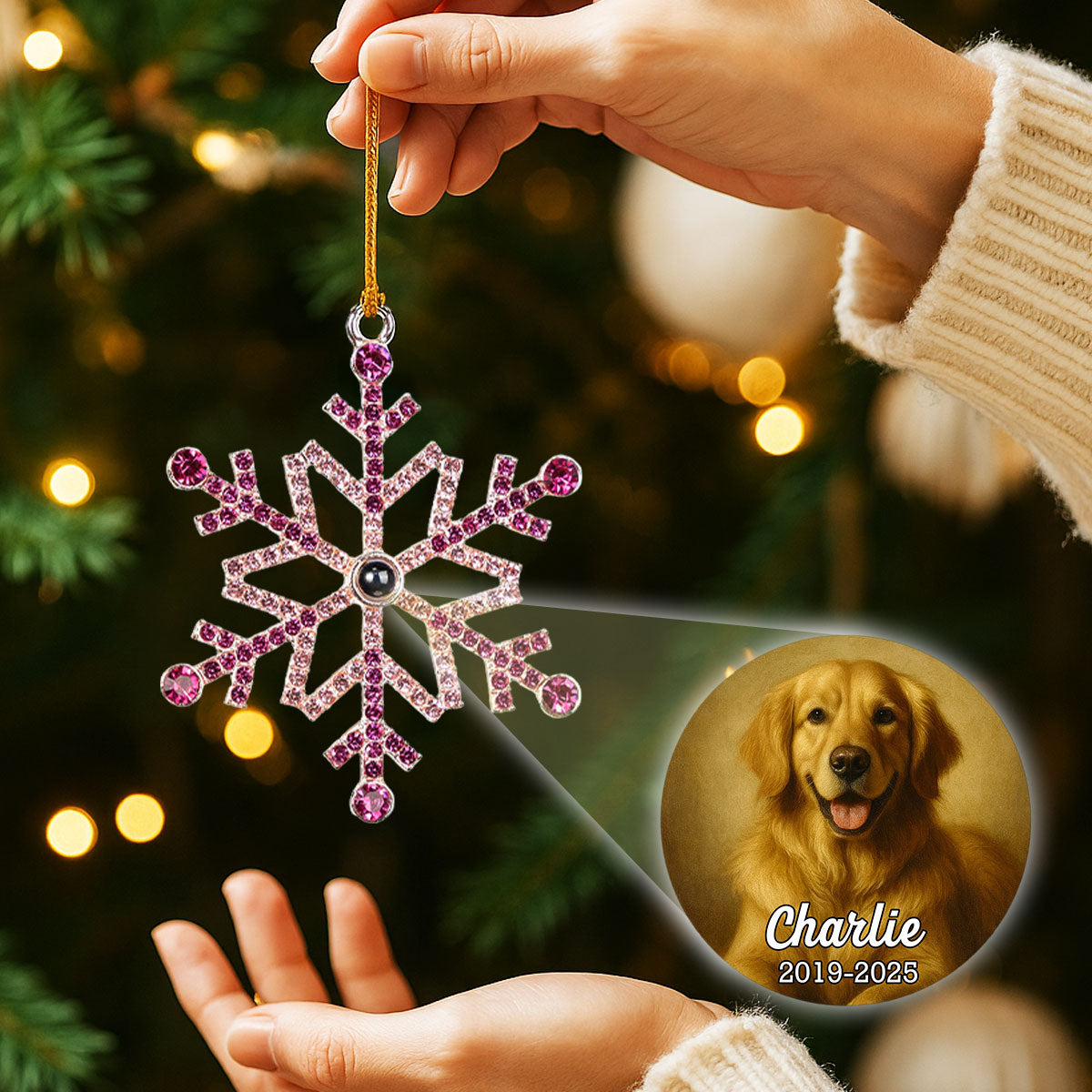 Forever In Our Hearts - Personalized Custom Photo Snowflake Projection Ornament