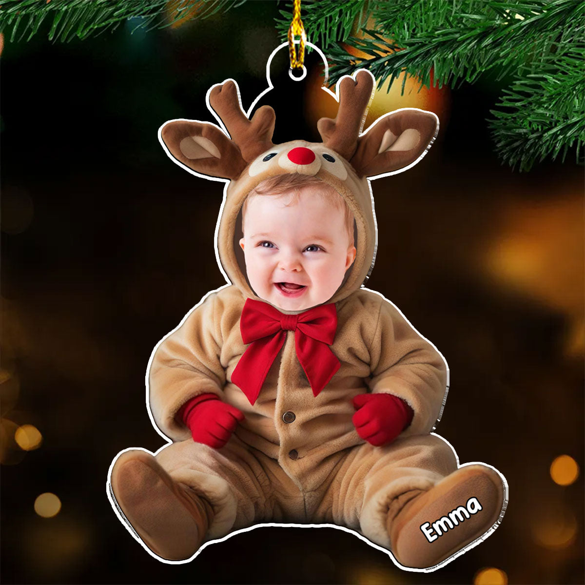 Baby Reindeer Custom Photo - Personalized Custom Acrylic Ornament