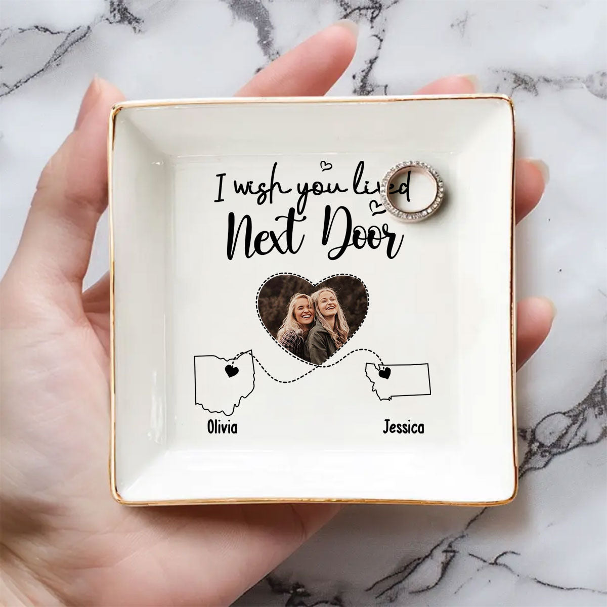 I Wish We Lived Closer Custom Photo - Personalized Custom Jewelry Dish