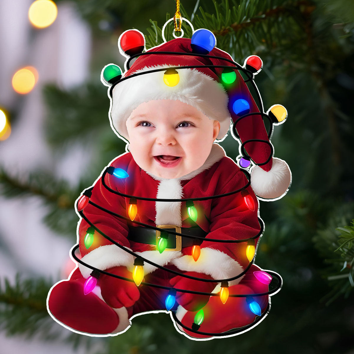 Custom Photo Funny Baby Merry Christmas - Personalized Custom Acrylic Ornament