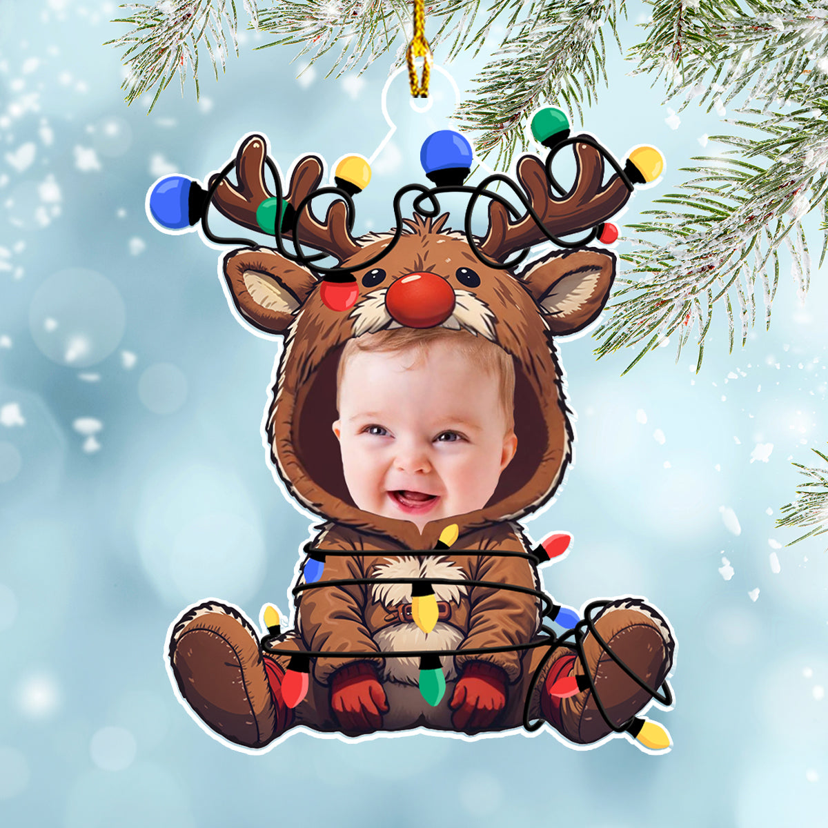 Reindeer Baby Christmas - Personalized Custom Acrylic Ornament