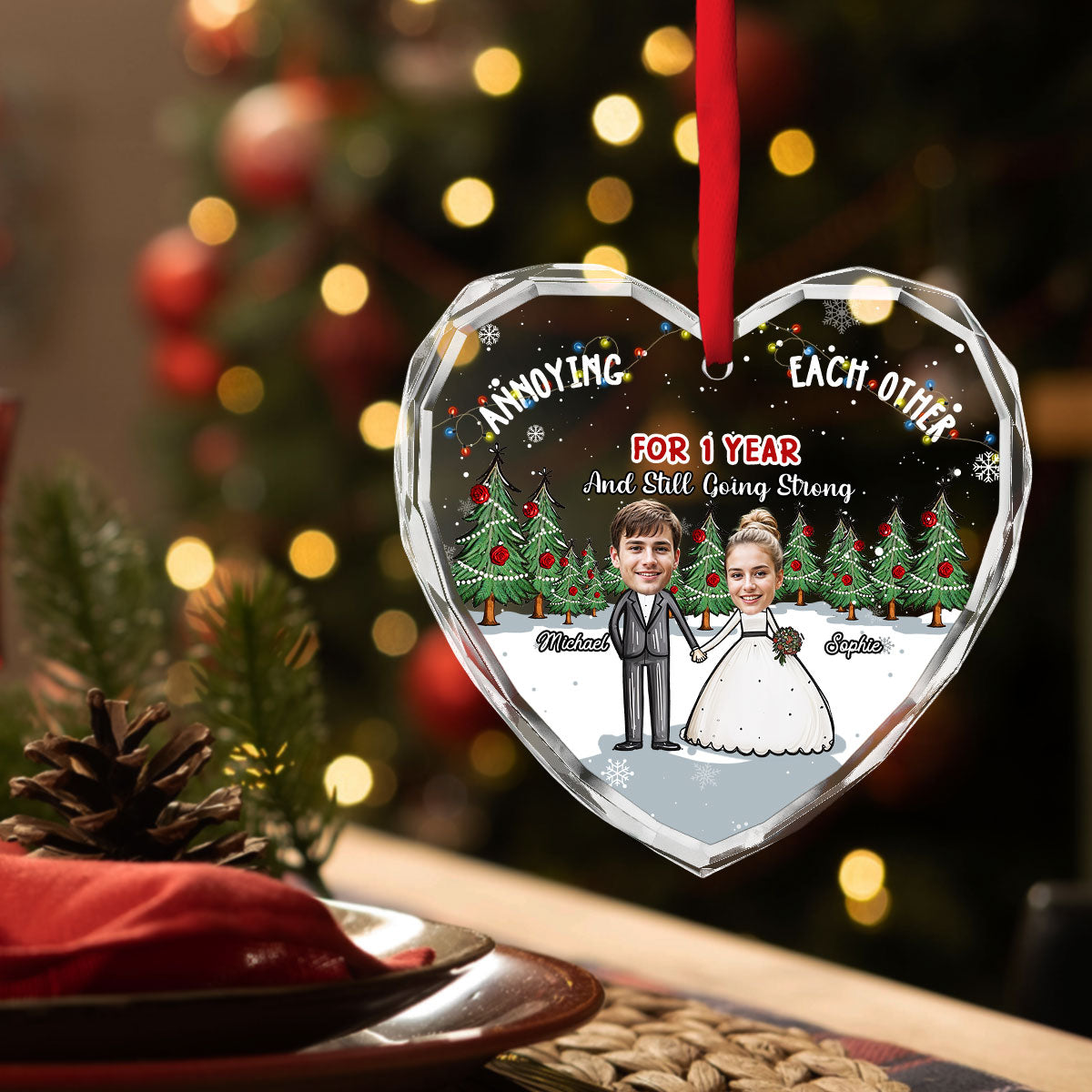 Annoying Each Other For Years And Still Going Strong - Personalized Custom Glass Ornament