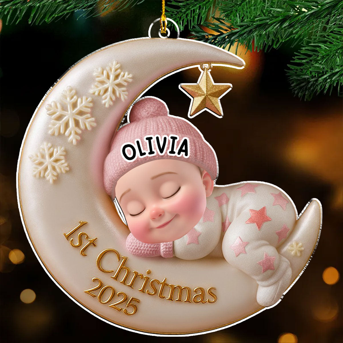 Sleep Baby Custom Face - Personalized Custom Acrylic Ornament