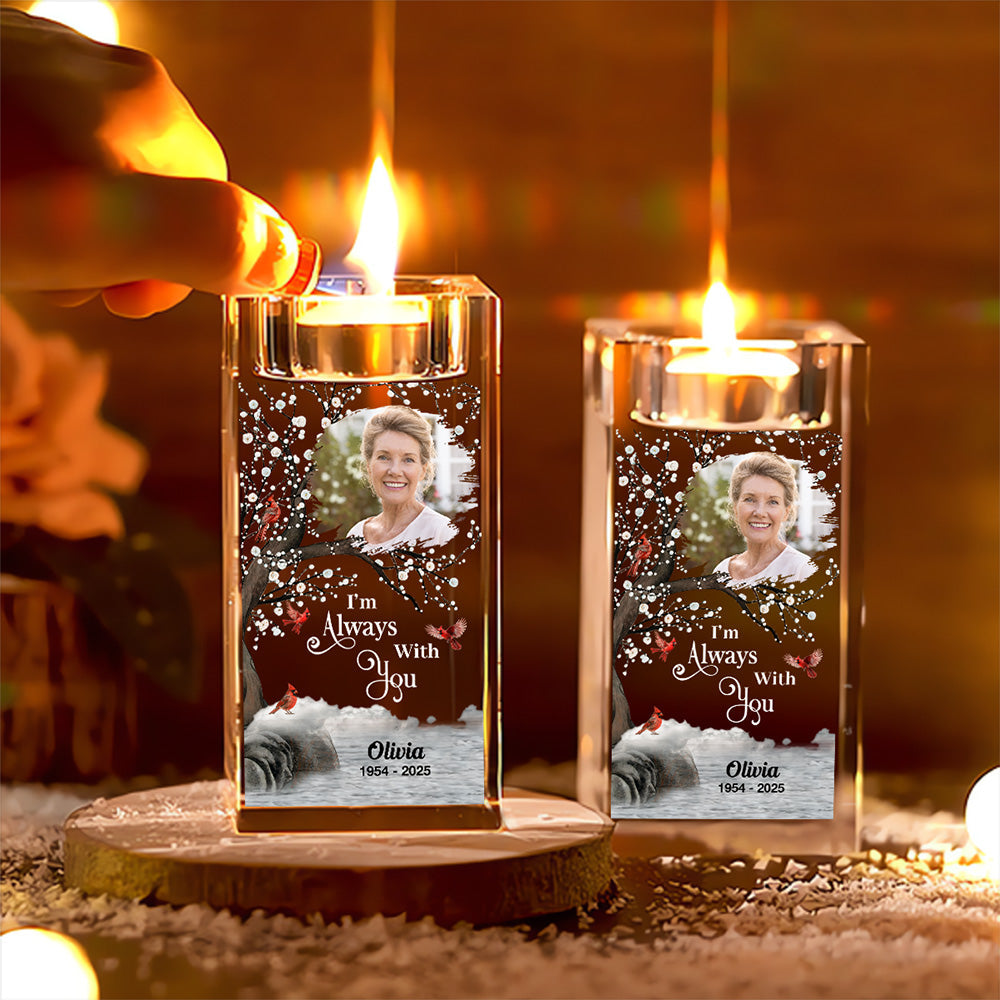 Always With You - Personalized Custom Crystal Candle Holder