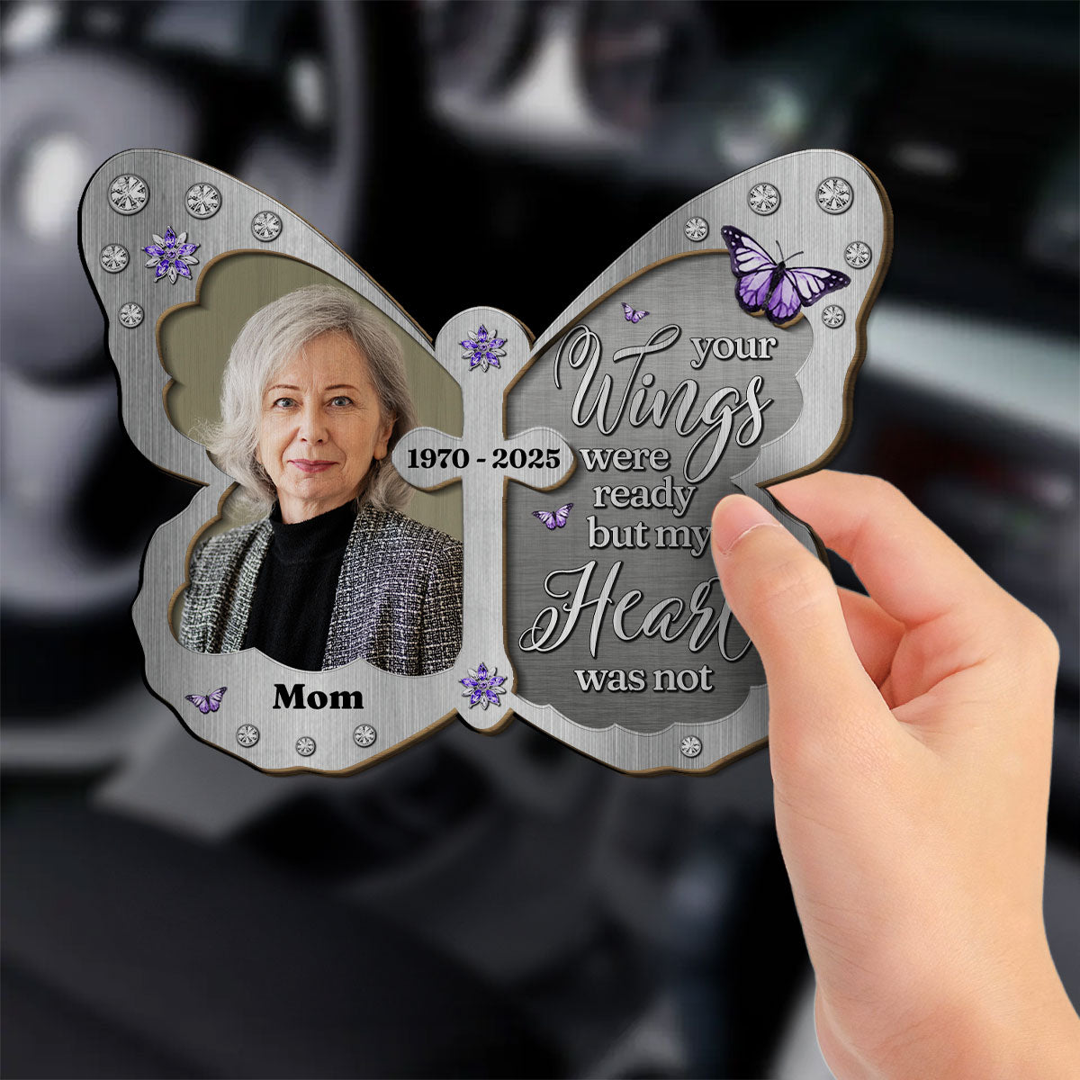 Your Wings Were Ready But My Heart Was Not - Personalized Custom Car Visor Clip
