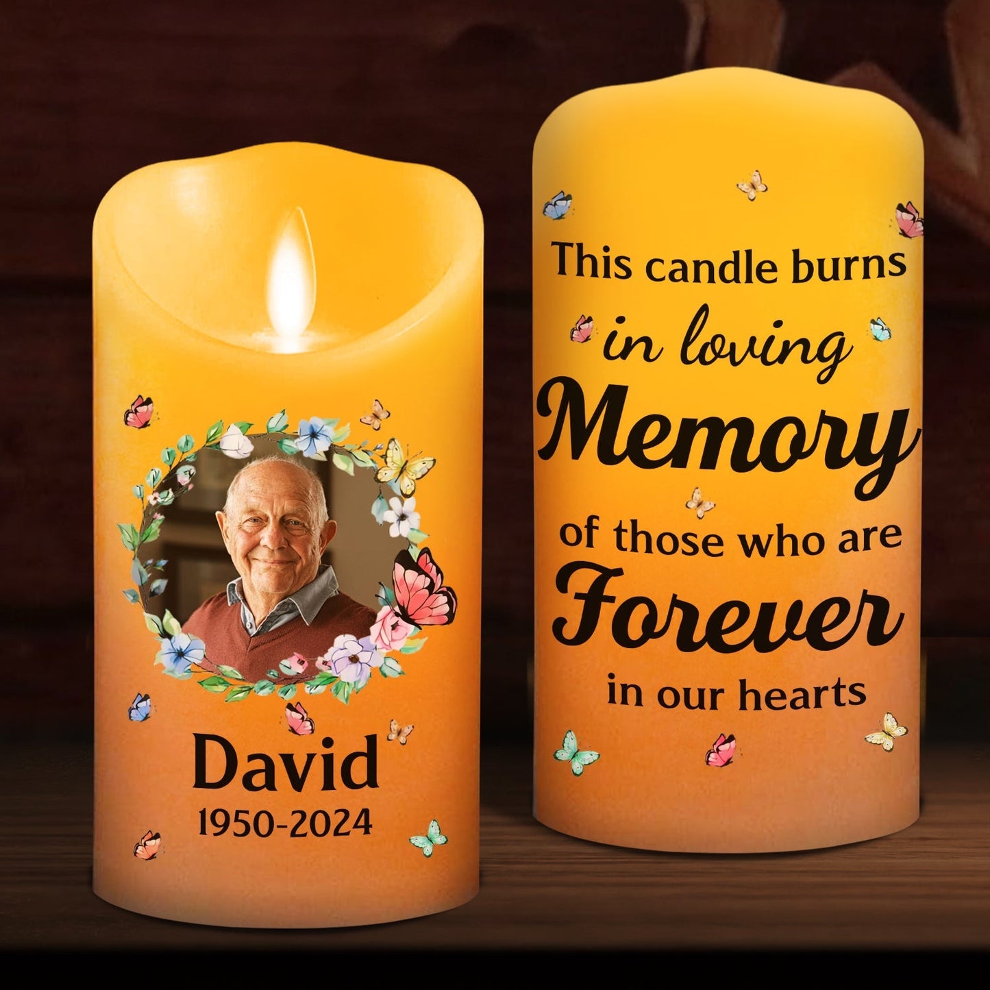 This Candle Burns In Loving Memory - Personalized Custom LED Candle