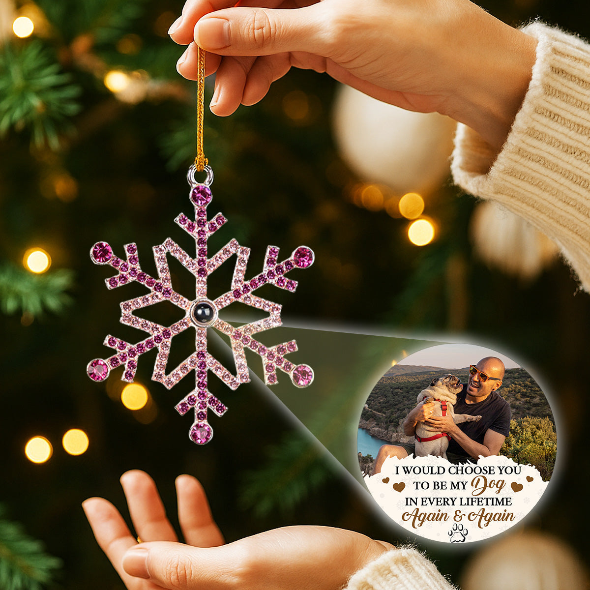 I Would Choose You - Personalized Custom Photo Snowflake Projection Ornament