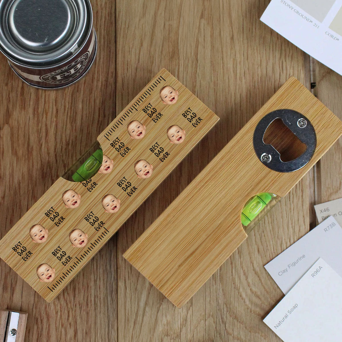 Best Dad Ever - Personalized Custom Wooden Spirit Level Bottle Opener