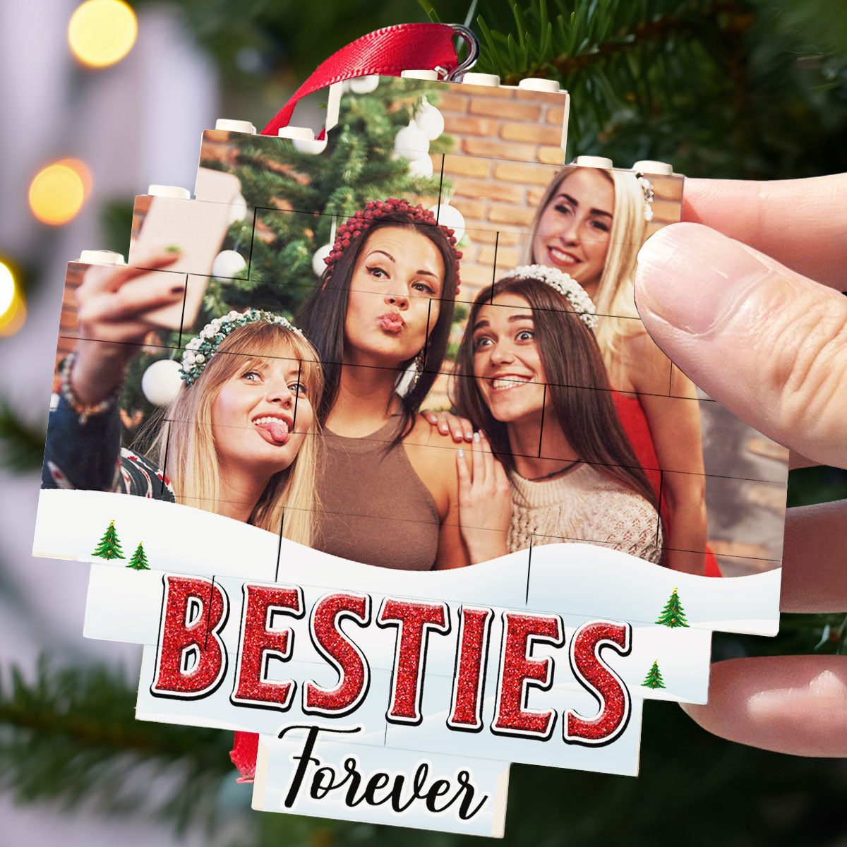 Lovely Besties - Personalized Custom Puzzle Ornament