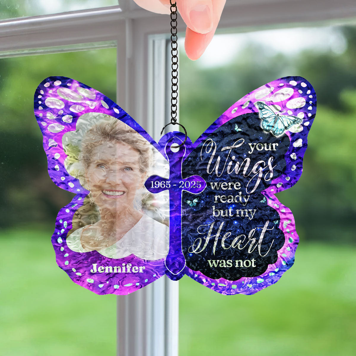 Your Wings Were Ready - Personalized Custom Wavy Suncatcher