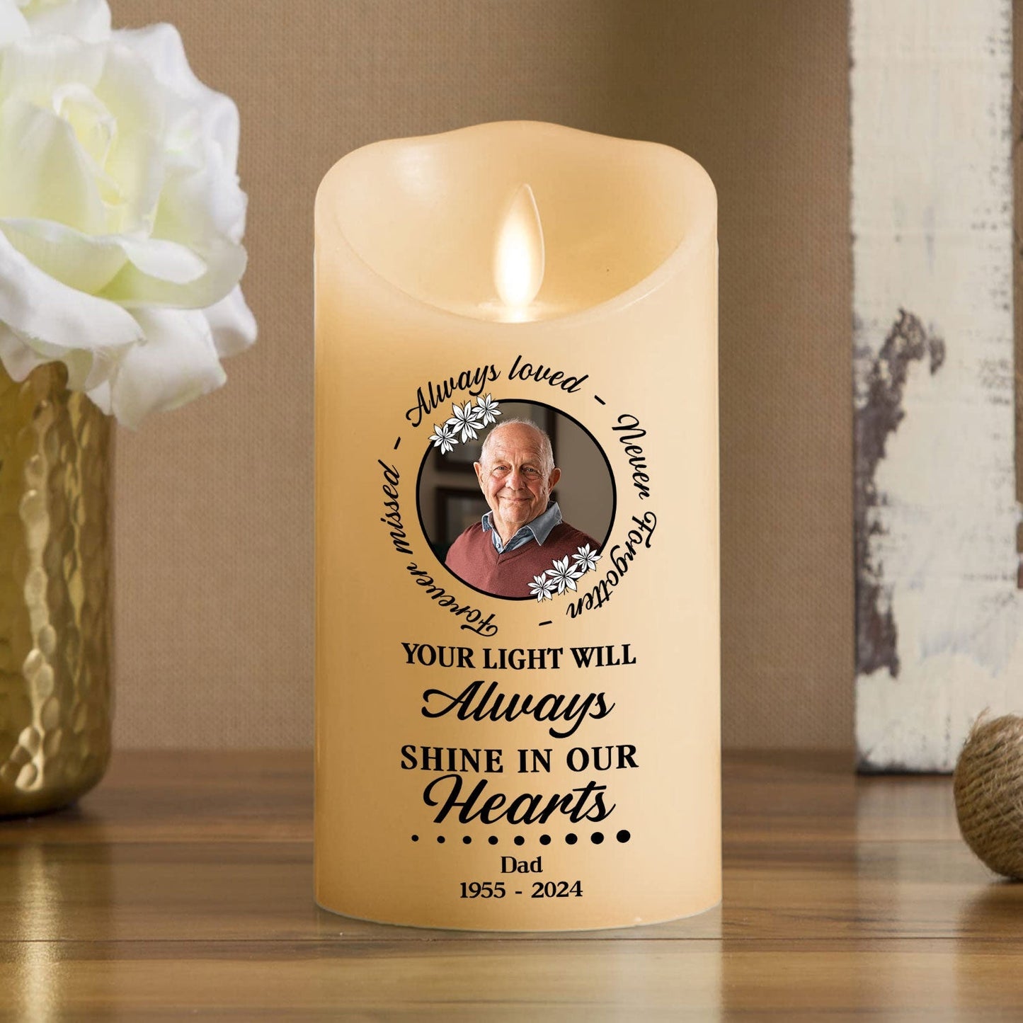 Always In Our Thoughts - Personalized Custom LED Candle
