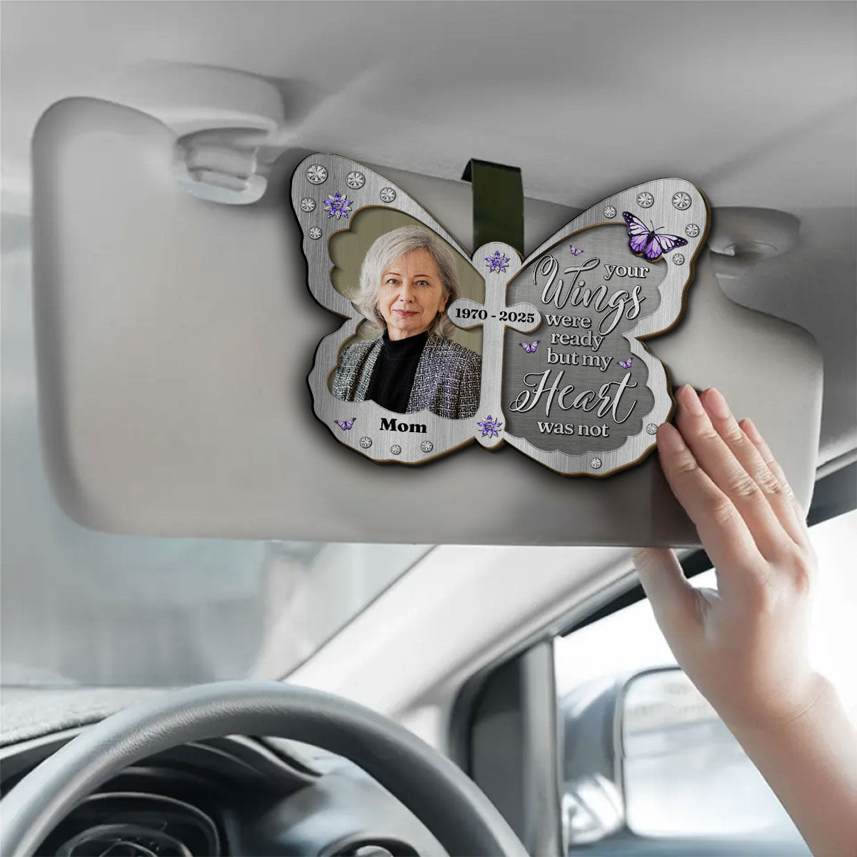 Your Wings Were Ready But My Heart Was Not - Personalized Custom Car Visor Clip