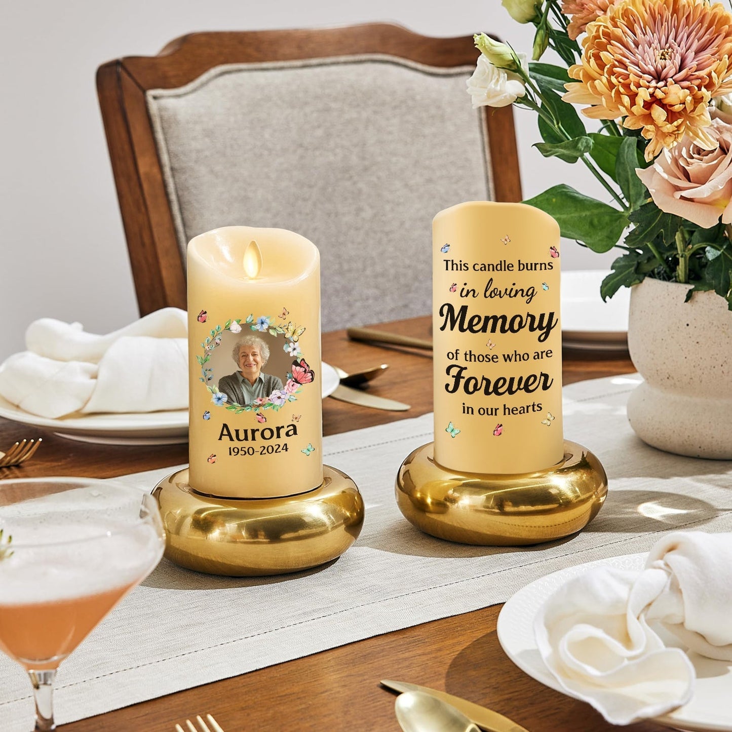 This Candle Burns In Loving Memory - Personalized Custom LED Candle