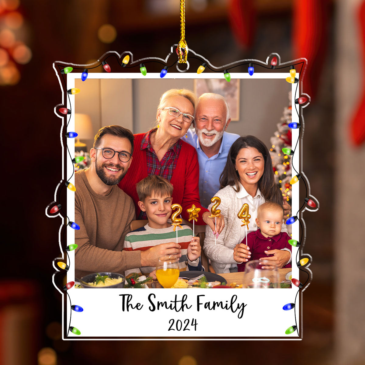 Family Photo Ornament 2024 - Personalized Custom Acrylic Ornament
