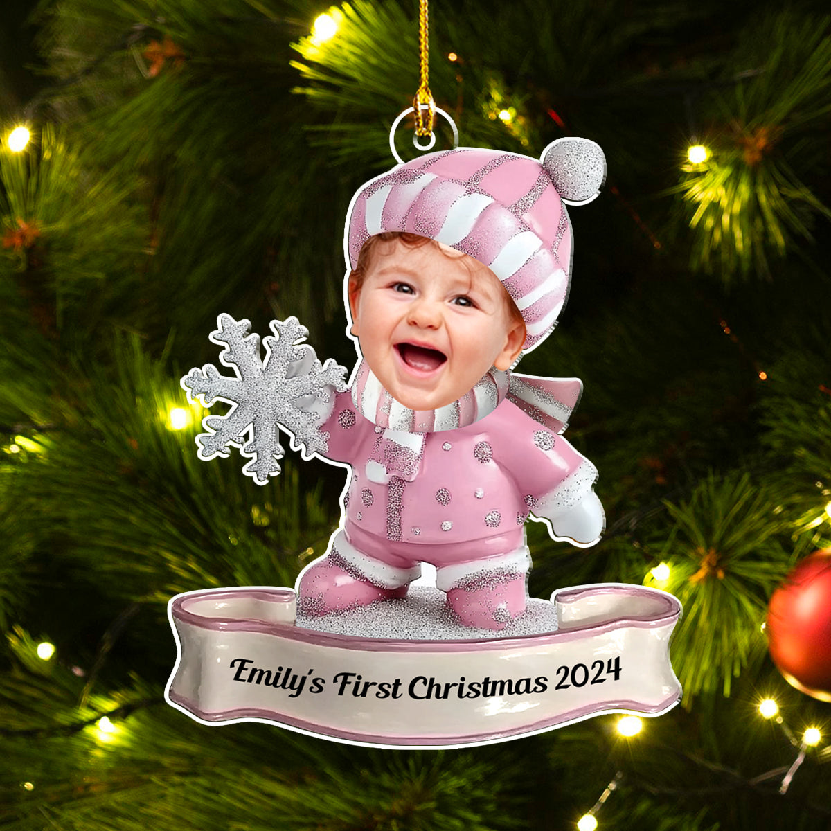 Baby First Christmas Custom Photo - Personalized Custom Acrylic Ornament