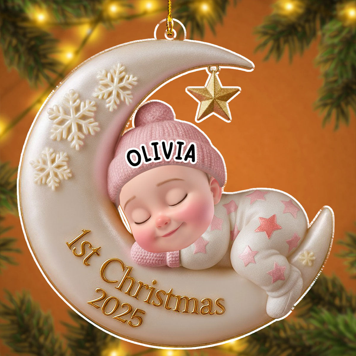Sleep Baby Custom Face - Personalized Custom Acrylic Ornament