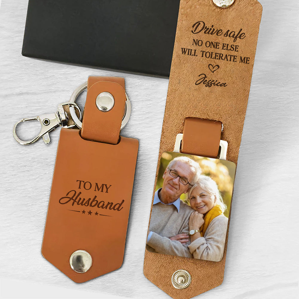 No One Else - Personalized Leather Photo Keychain