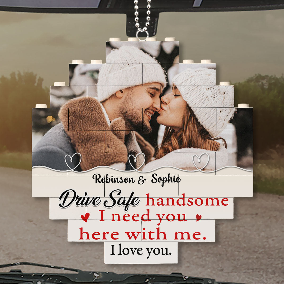 Drive Safe Handsome - Personalized Custom Puzzle Car Ornament