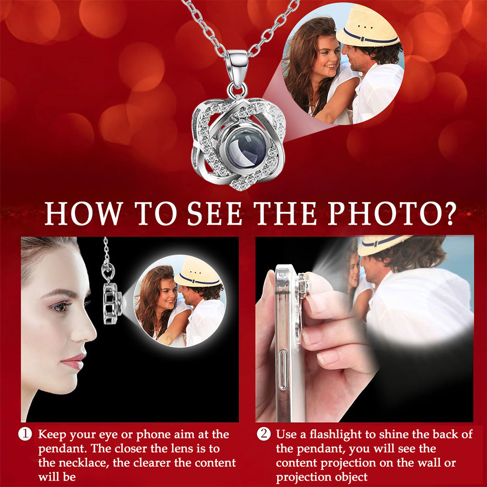 To My Wife - Personalized Custom Preserved Rose With Projection Necklace