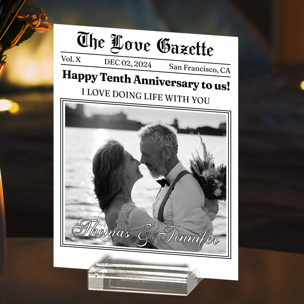 The Love Gazette - Personalized Custom Acrylic Plaque With Base