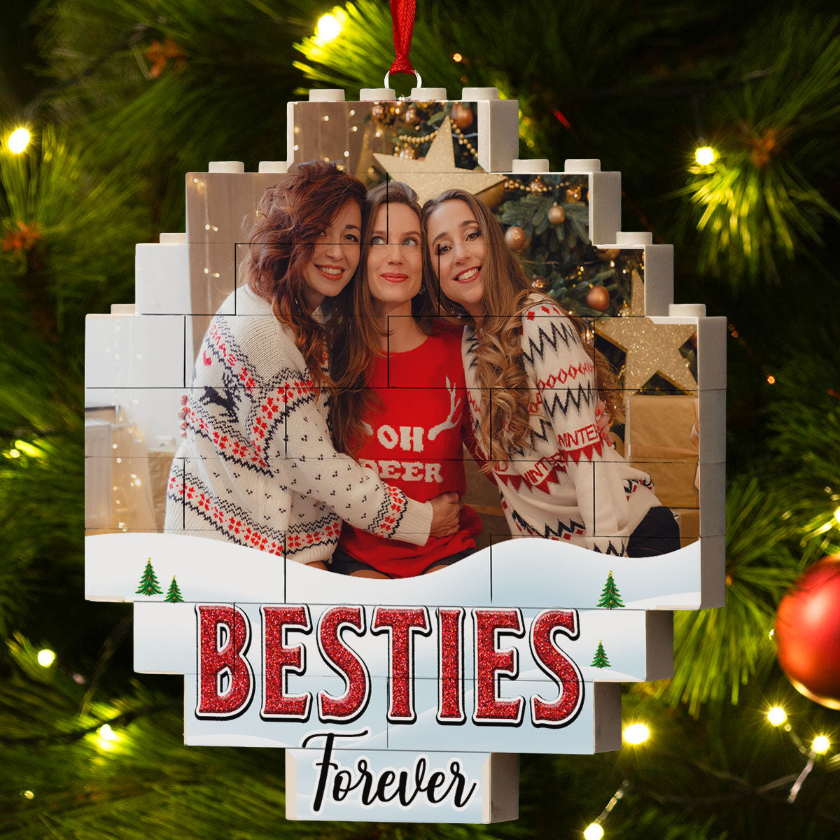 Lovely Besties - Personalized Custom Puzzle Ornament