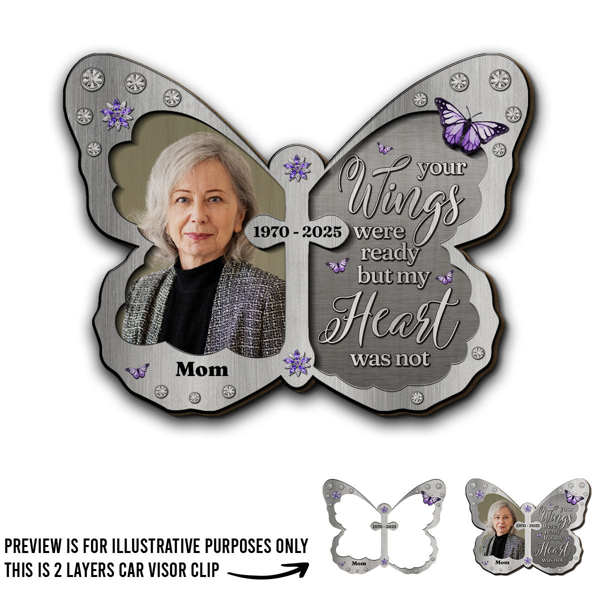Your Wings Were Ready But My Heart Was Not - Personalized Custom Car Visor Clip