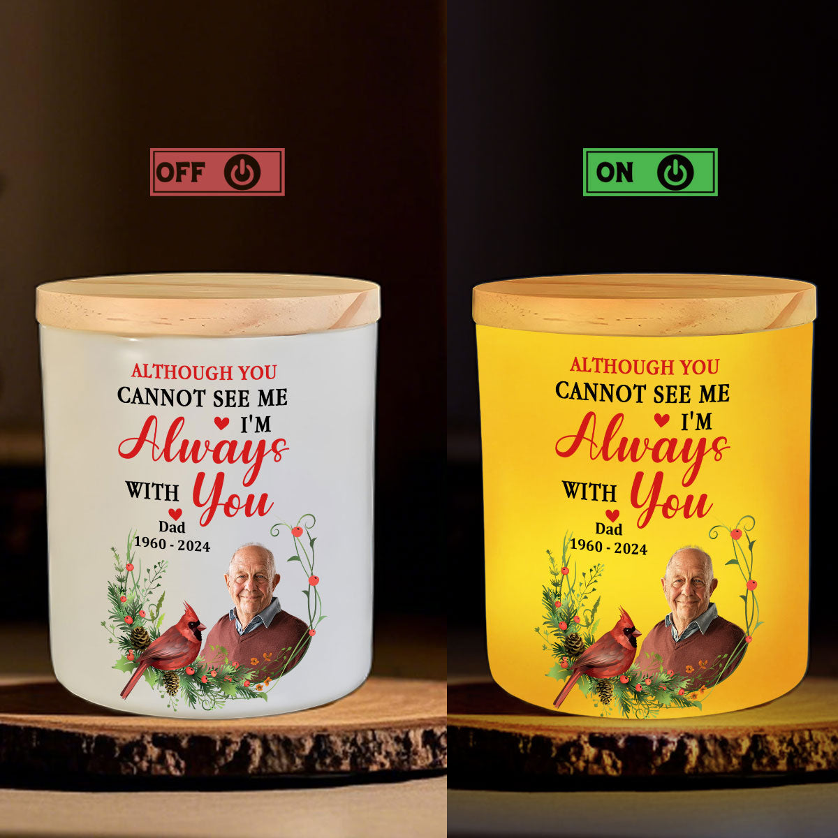 I Am Always With You - Personalized Custom Glass Jar With LED Candle