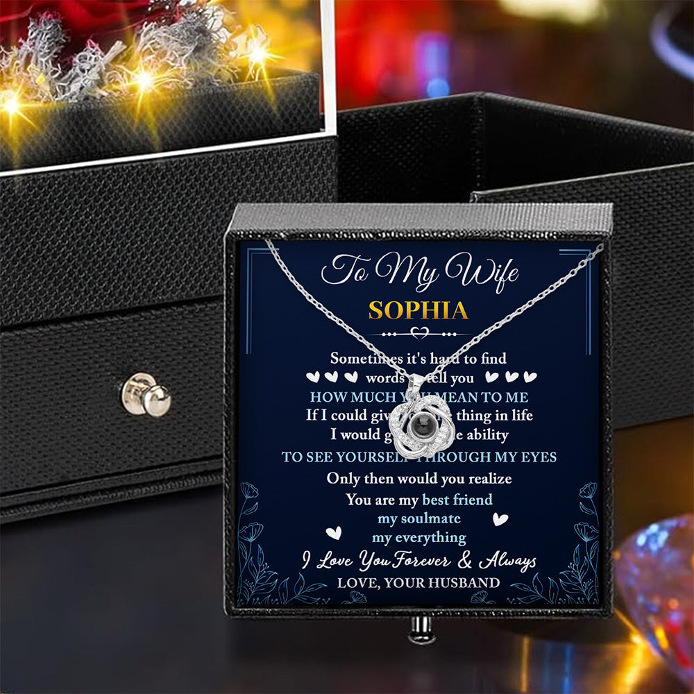 My Soulmate My Everything - Personalized Custom Preserved Rose With Projection Necklace