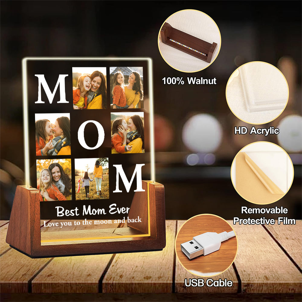 Love You To The Moon And Back - Personalized Custom Plaque With Walnut Base