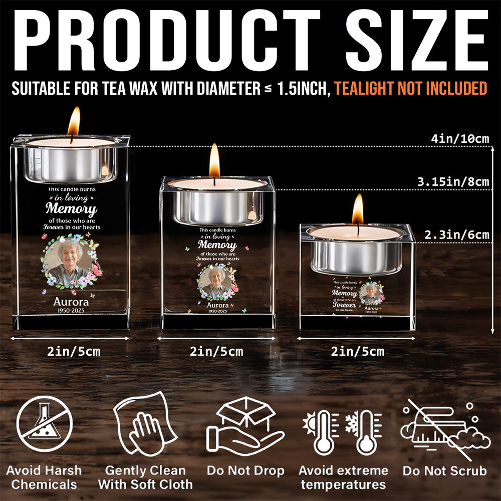 Forever In Our Hearts - Personalized Custom Crystal Candle Holder