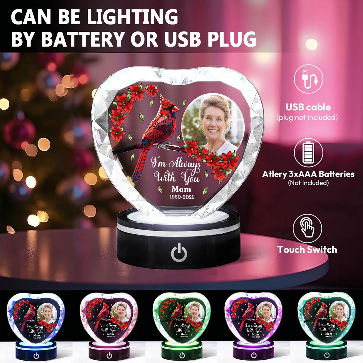 Beside You - Personalized Custom Crystal Led Light