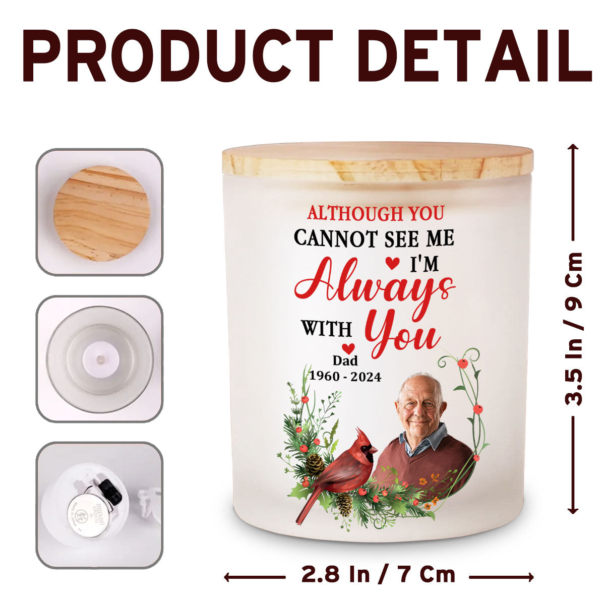 I Am Always With You - Personalized Custom Glass Jar With LED Candle