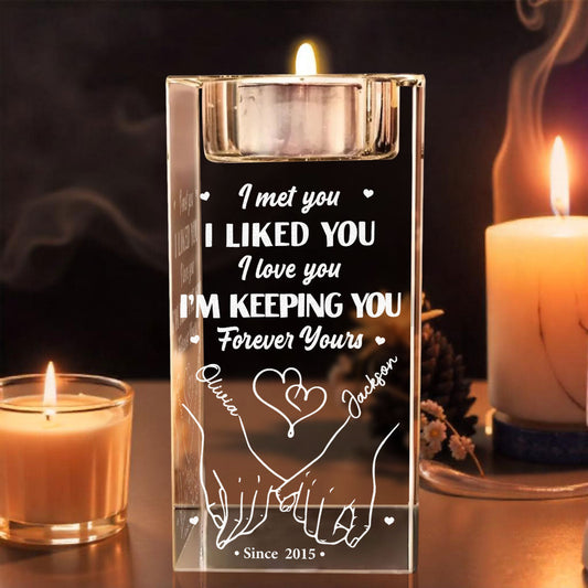Keeping You - Personalized Custom Engraved Crystal Candle Holder