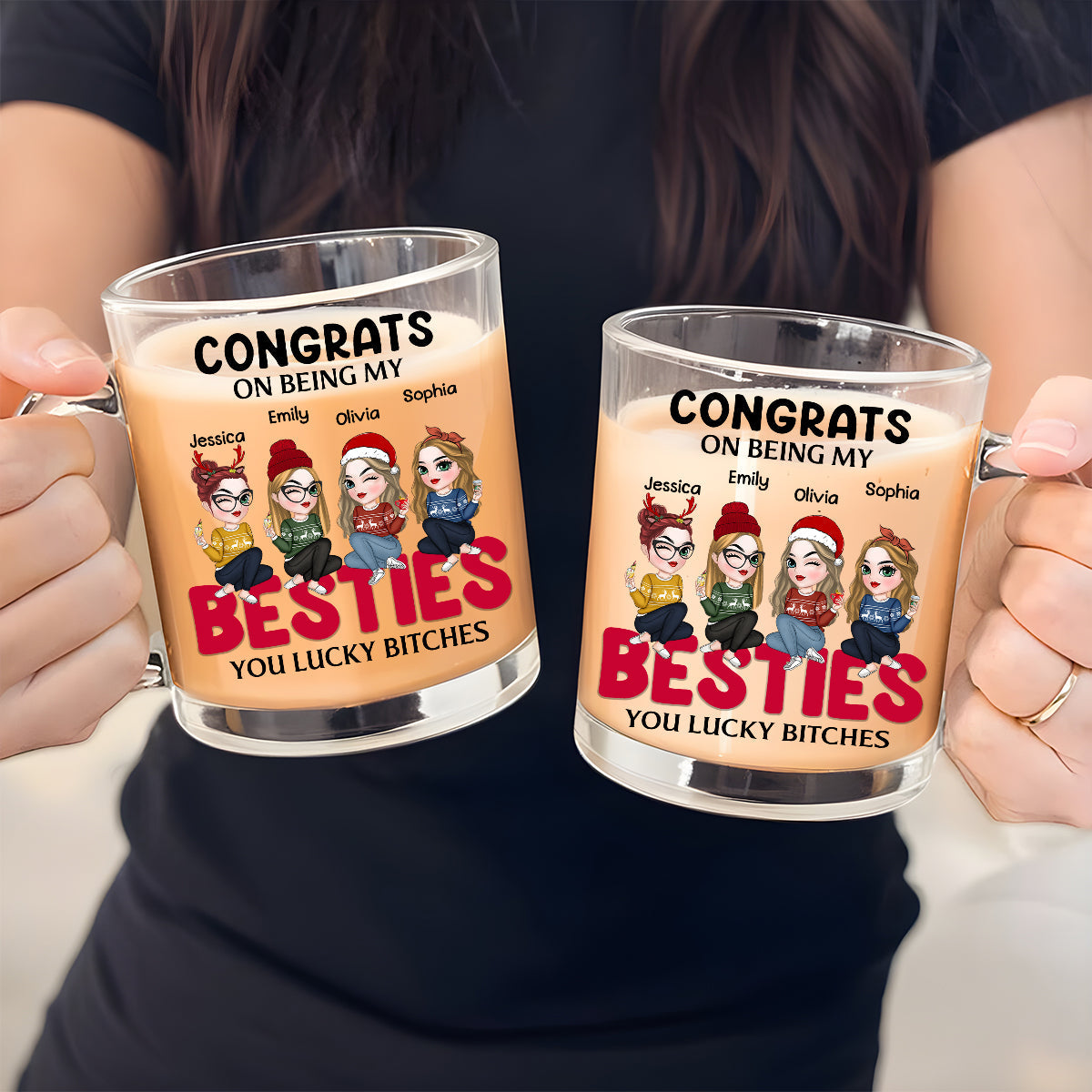 Congrats On Being My Bestie Merry Christmas - Personalized Custom Glass Mug