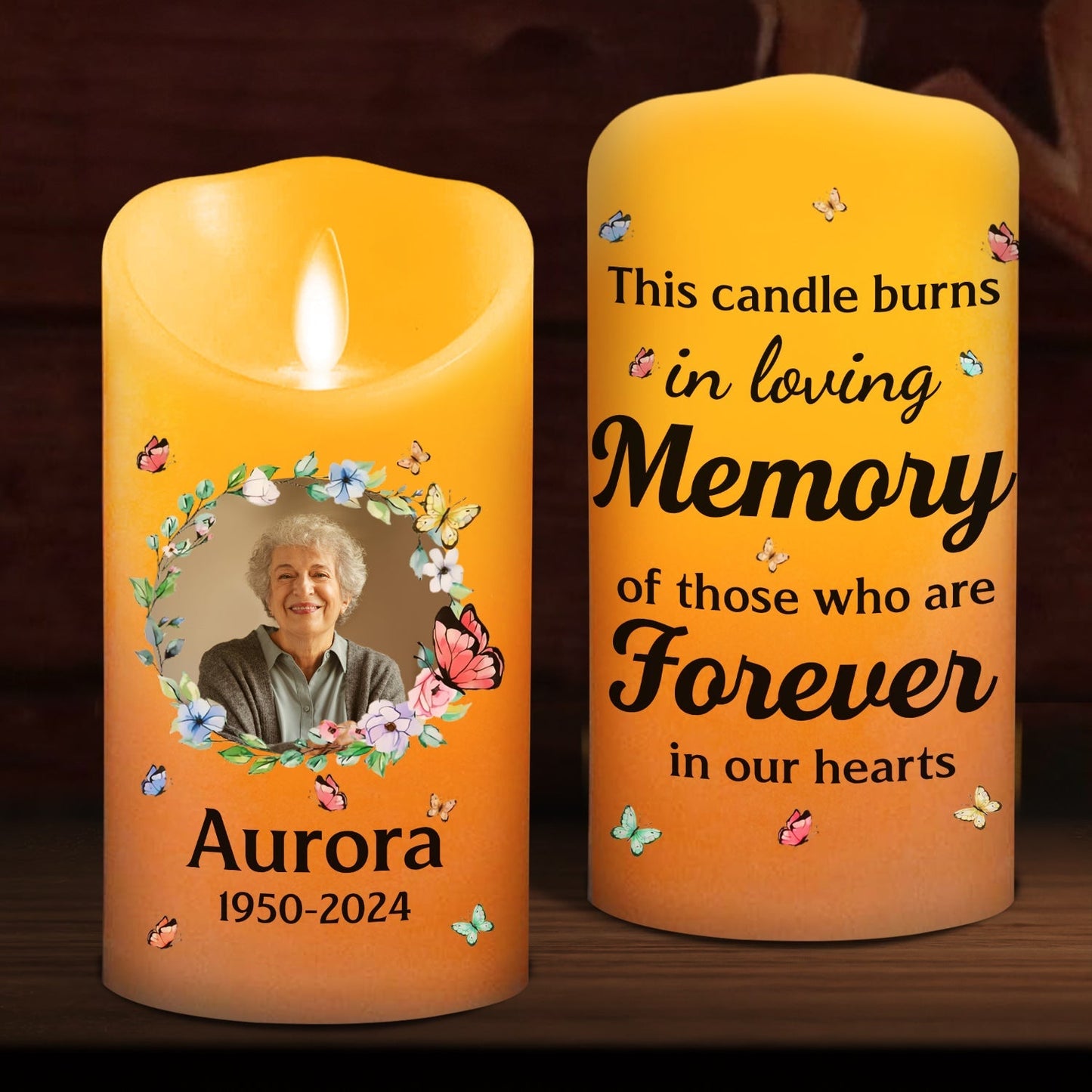 This Candle Burns In Loving Memory - Personalized Custom LED Candle
