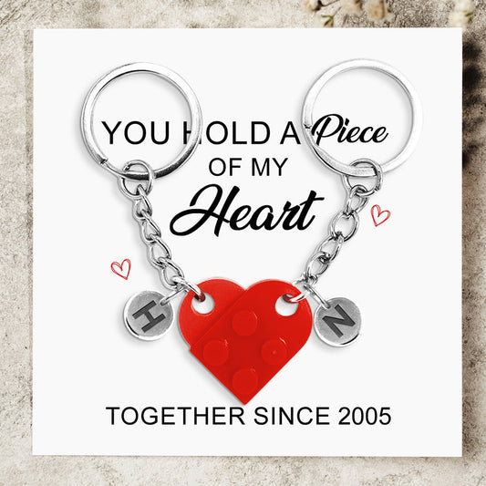 You Hold A Piece Of My Heart - Personalized Custom Heart Brick Keychain