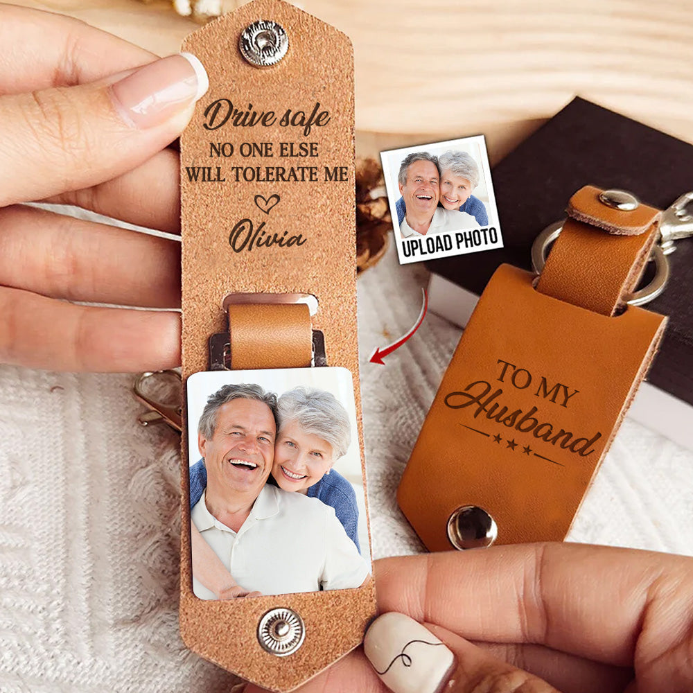 No One Else - Personalized Leather Photo Keychain