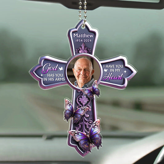 Custom Photo God Has You In His Arms - Personalized Custom Car Ornament