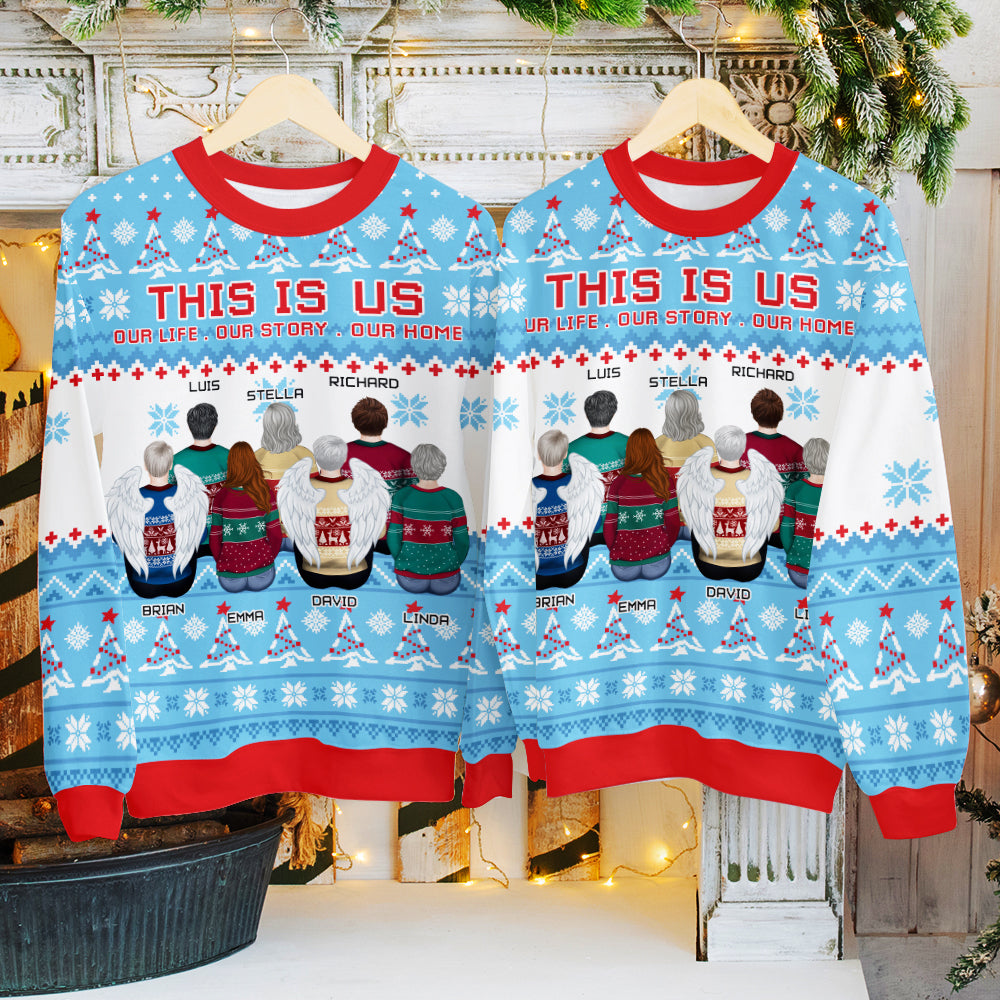 Family In Snow - Personalized Custom All-Over-Print Sweatshirt