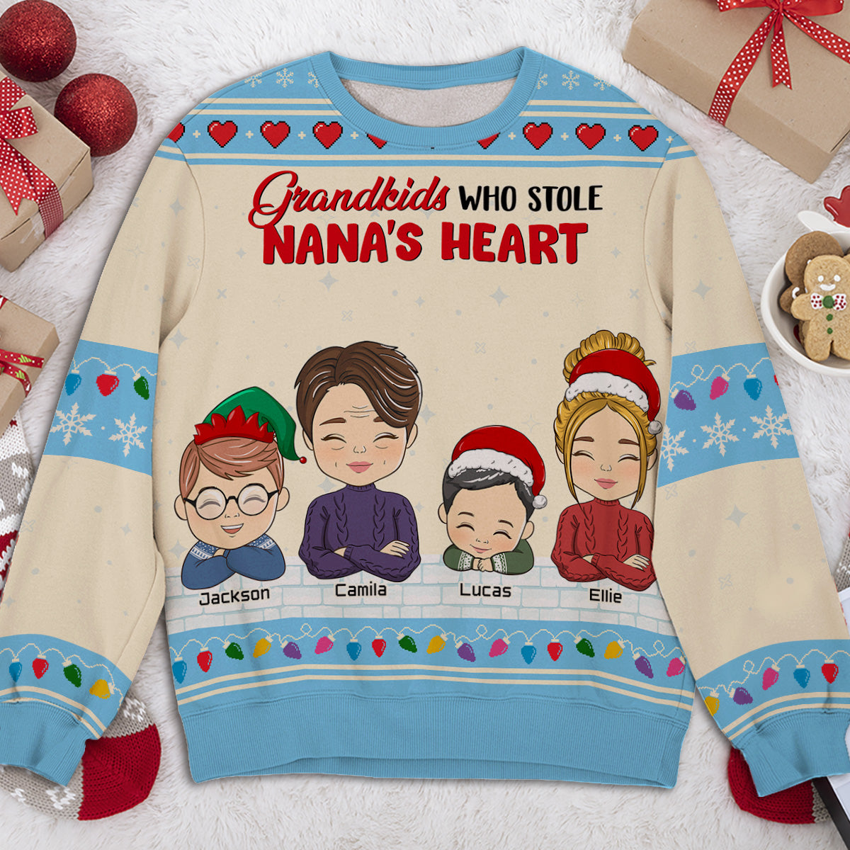 Lovely Grandkids Christmas - Personalized Custom All-Over-Print Sweatshirt