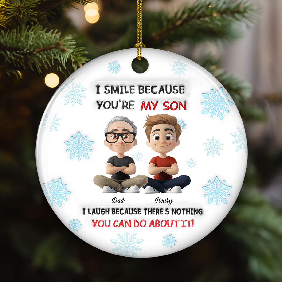 For Son - Personalized Custom 3D Inflated Effect Ceramic Ornament